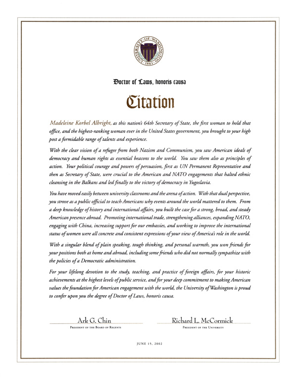 Honorary degree citation